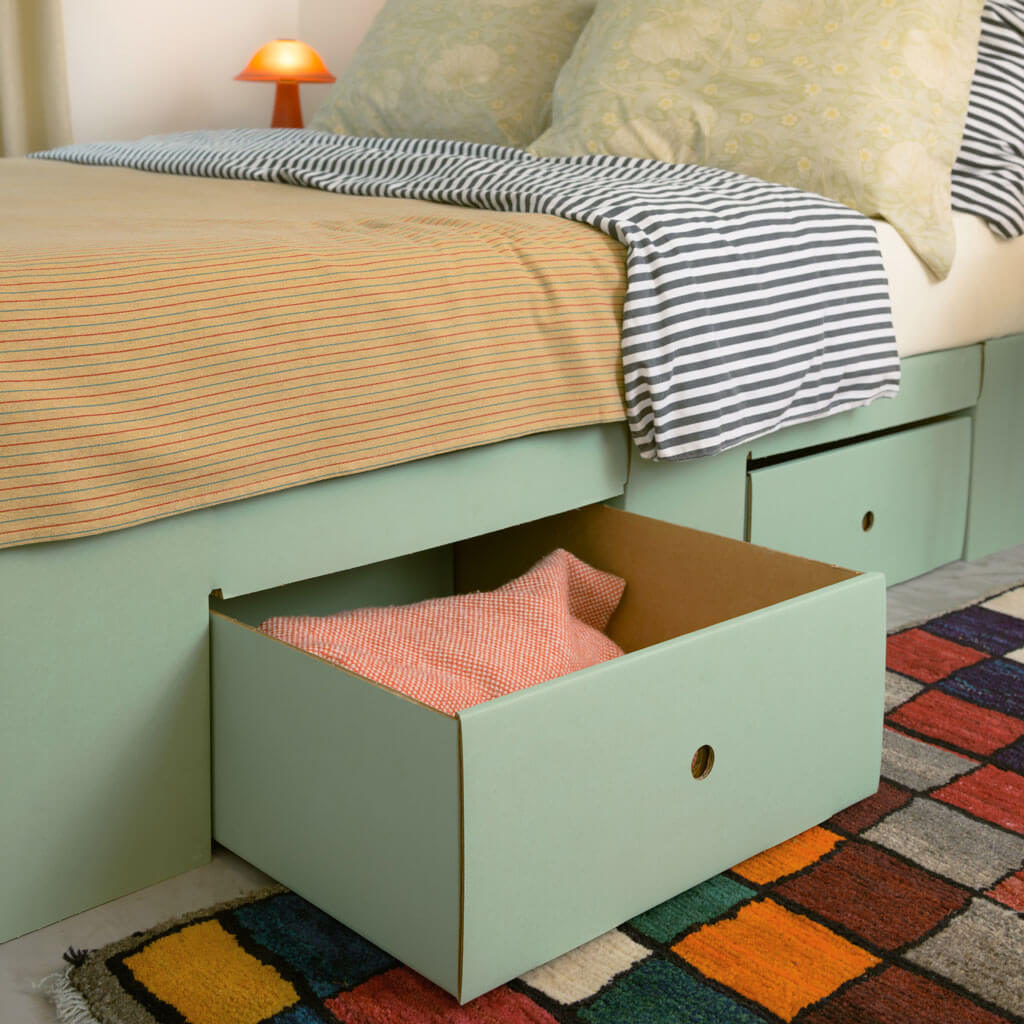 ROOM IN A BOX GRID Bed with drawers in sage