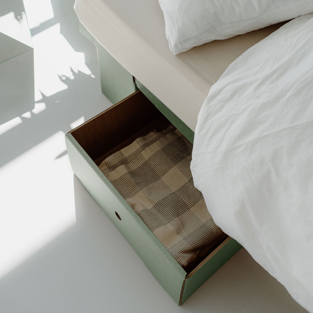 ROOM IN A BOX GRID storage bed with drawers in sage