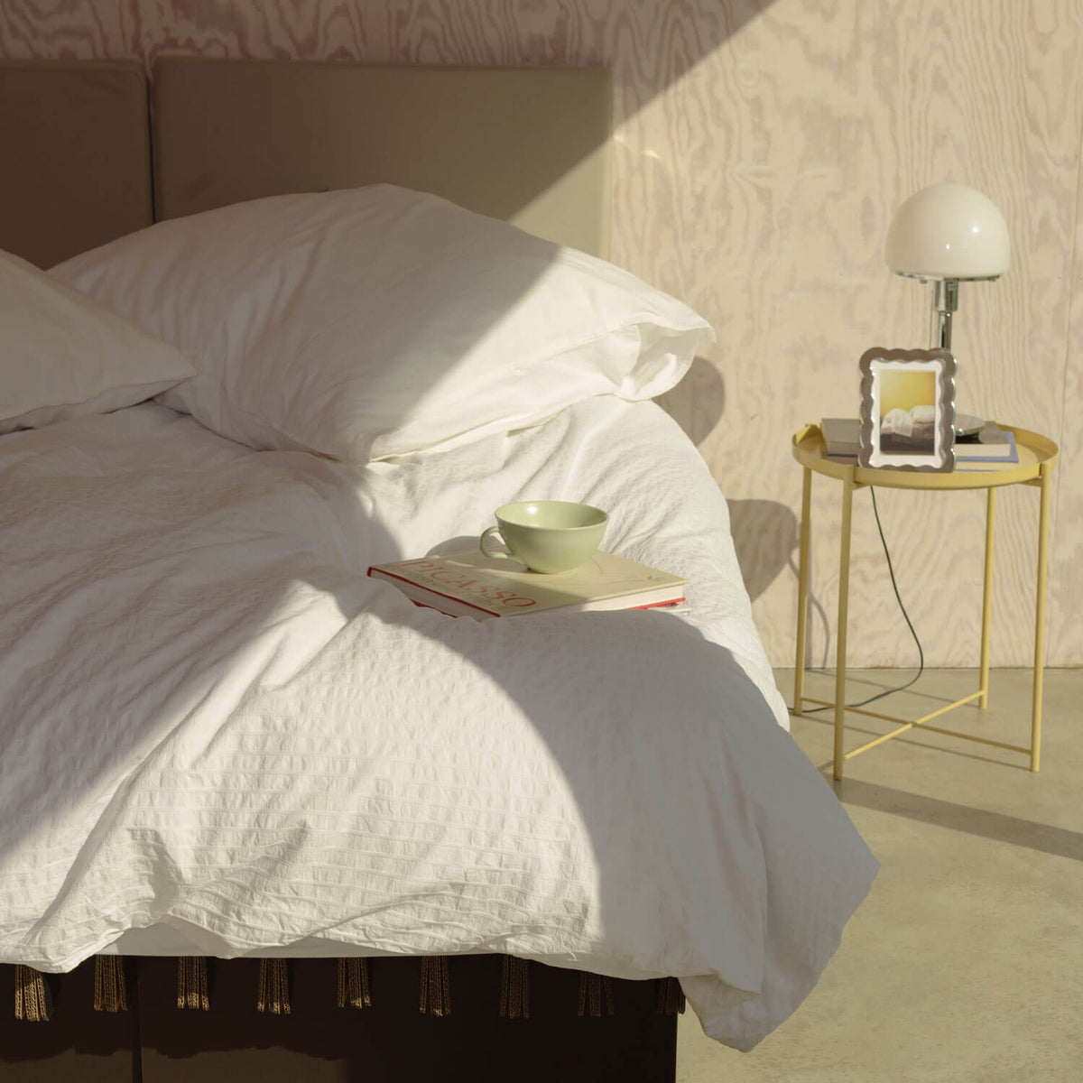ROOM IN A BOX headboard light grey with black GRID Bed