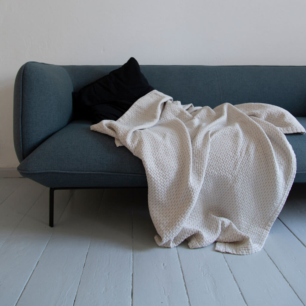 RIAB bedspread on sofa