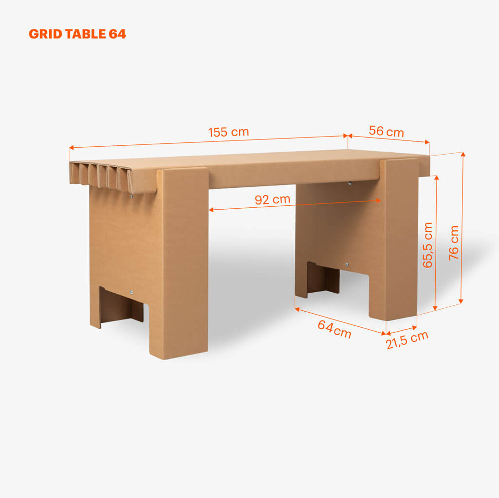 RIAB GRID Table narrow single in natural with measurements