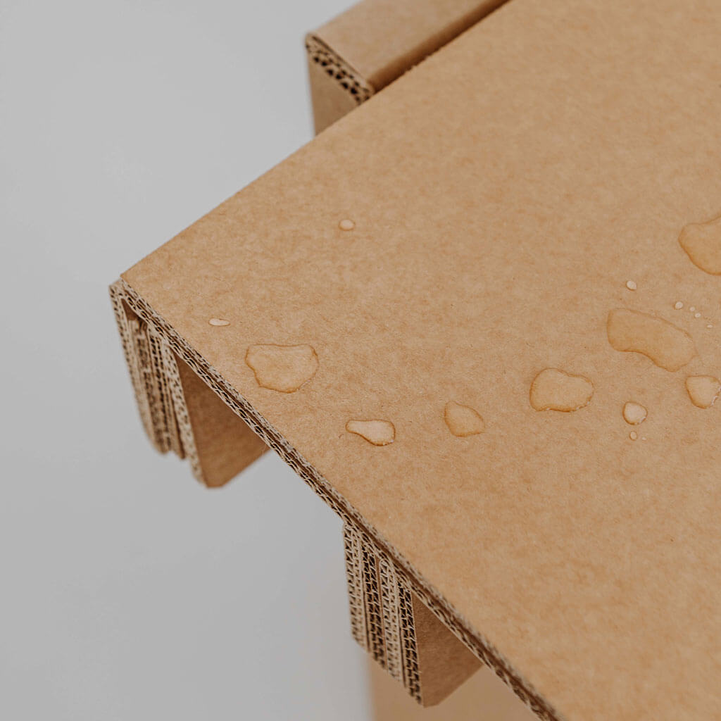 RIAB GRID table single in natural cardboard with water