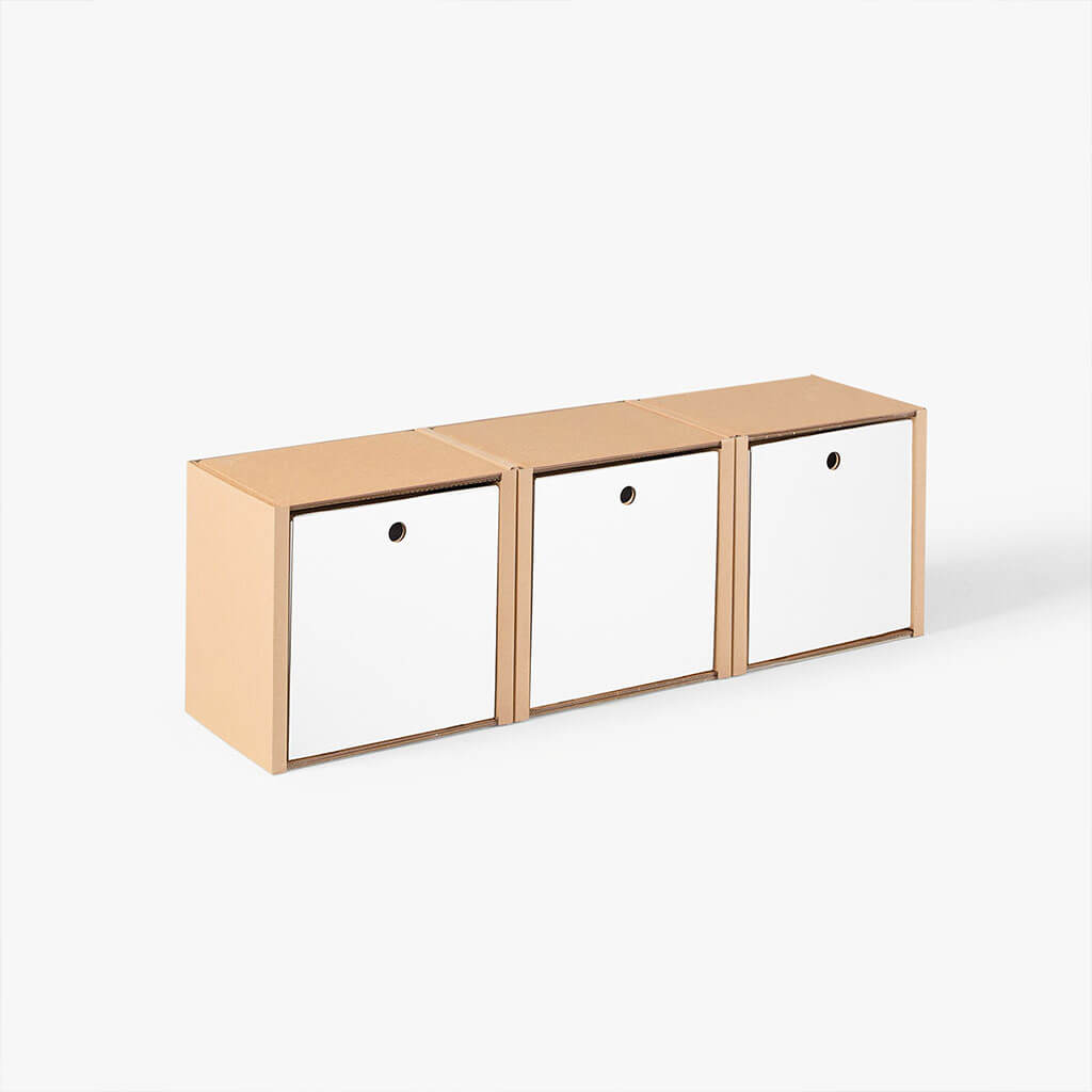 ROOM IN A BOX modular shelving system shelf 1x3 with white drawers