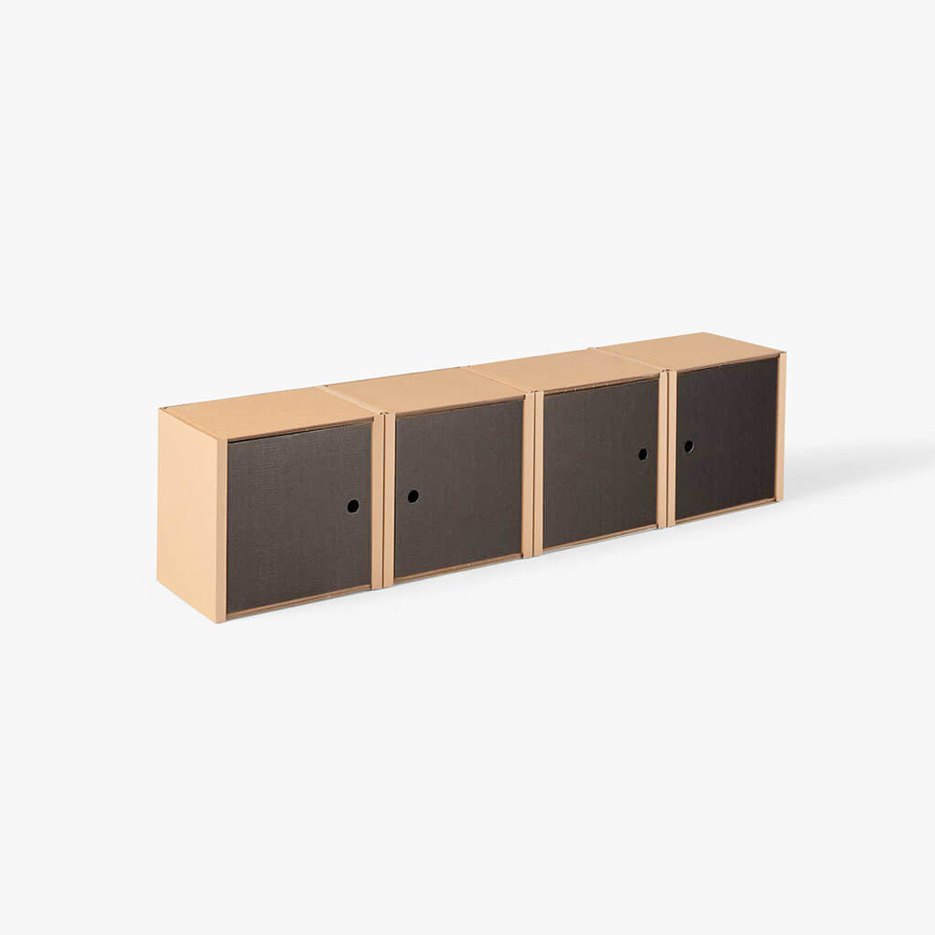 ROOM IN A BOX modular shelving system shelf 1x4 with 4 black doors