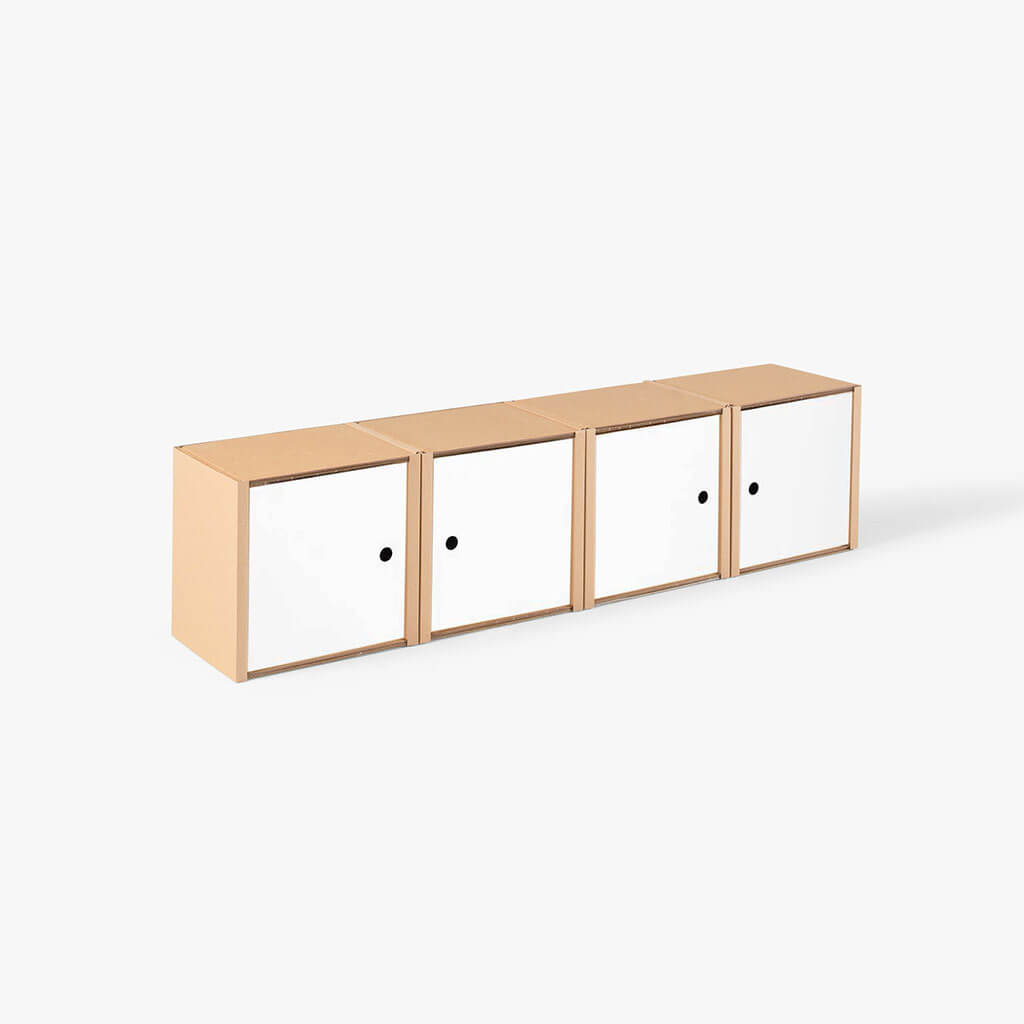 ROOM IN A BOX modular shelving system shelf 1x4 with 4 white doors