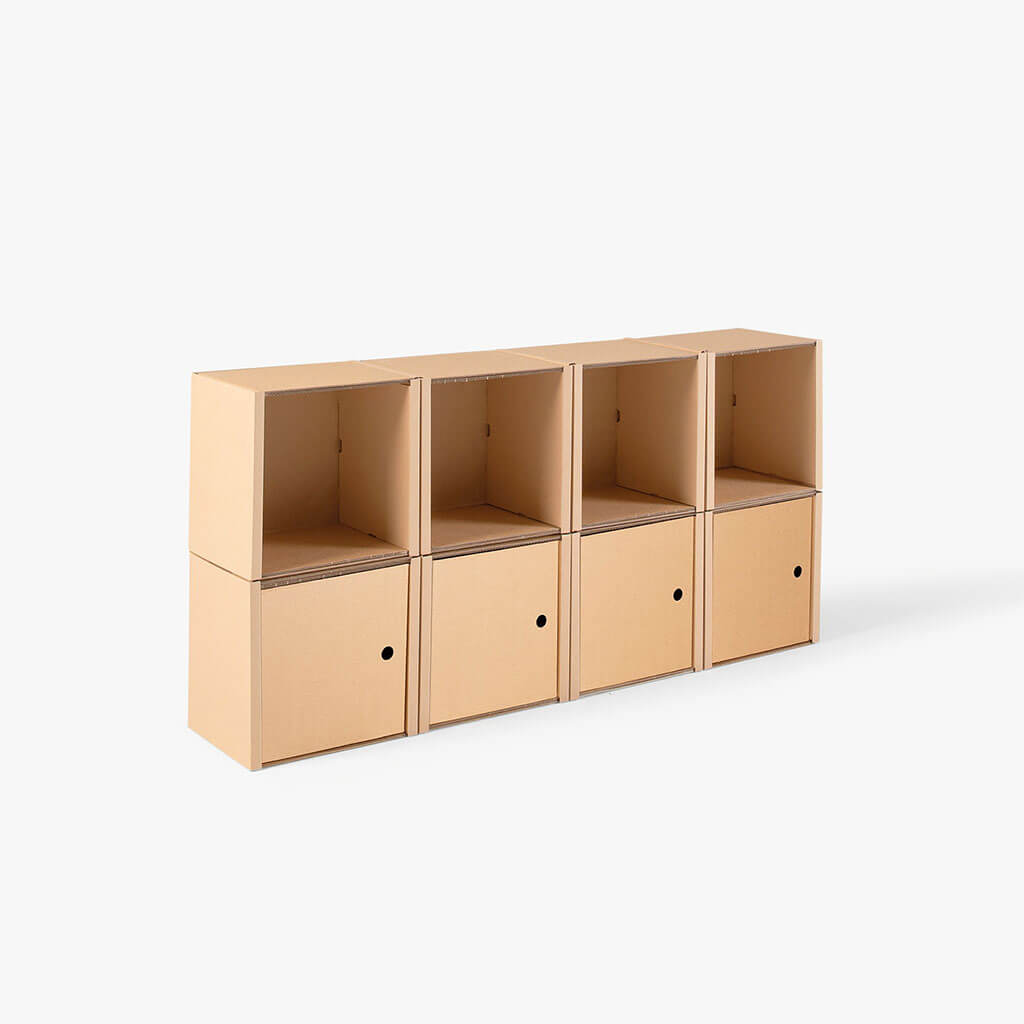 ROOM IN A BOX modular shelving system shelf 2x4 with 4 doors natural