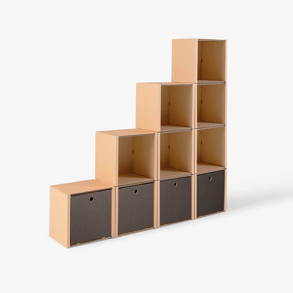 ROOM IN A BOX modular shelving system stair shelf large with 4 drawers black