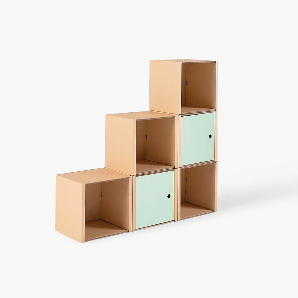 ROOM IN A BOX modular shelving system stair shelf small with 2 doors sage