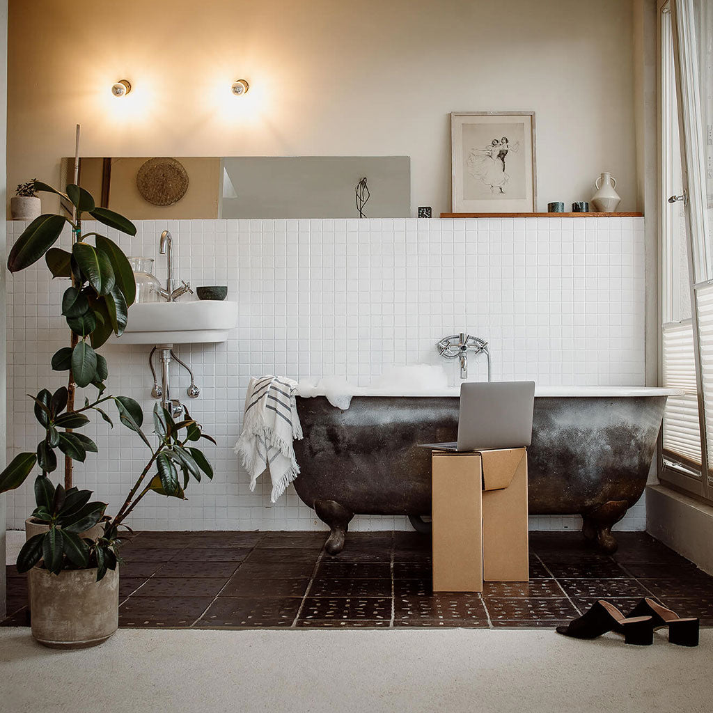 ROOM IN A BOX stool in bathroom